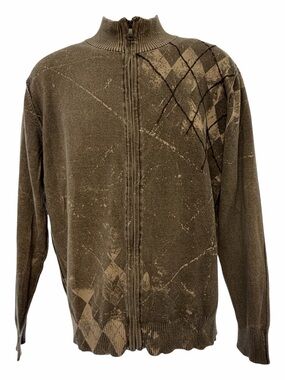 BKE Men’s Large Brown Distressed Full Zip Sweater Jacket